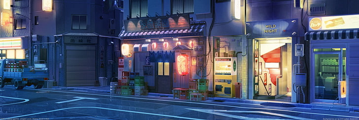 Aesthetic Anime Street, latern, shop, store, original Free HD Wallpaper