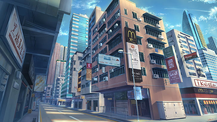 Anime City Aesthetic, original anime, anime, city, building Free HD Wallpaper