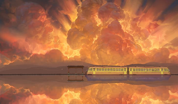 Anime On Train, painting, photoshop, spirited away, Spirited Away Free HD Wallpaper