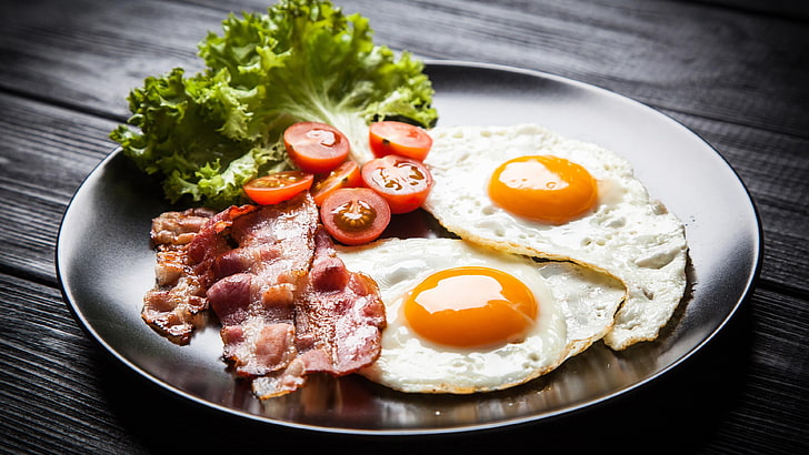 Bacon and Eggs Keto, freshness, meat, fried, sunny side up Free HD Wallpaper