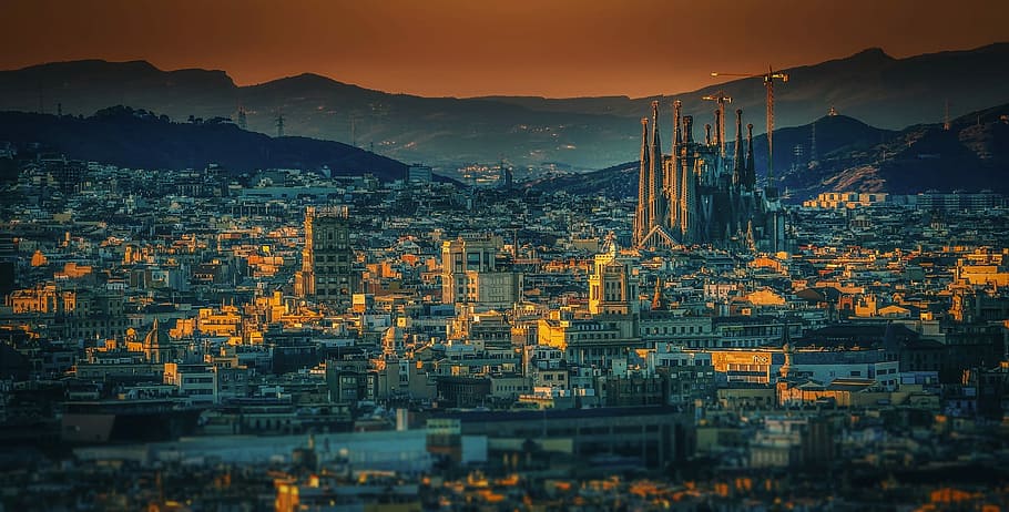 Barcelona Spain, religion, building exterior, industry, sky Free HD Wallpaper