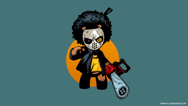 Cartoon Gangster Monkey, cartooncomic, teddy, mask, chainsaw Free HD Wallpaper