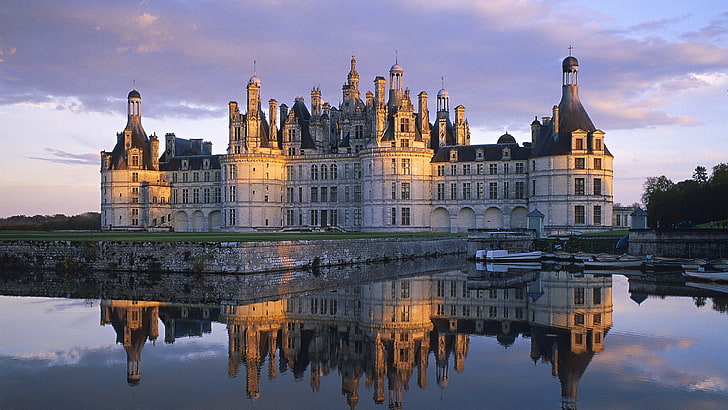 Chambord Castle Aerial View, historic, landscape, tourist attraction, reflection Free HD Wallpaper