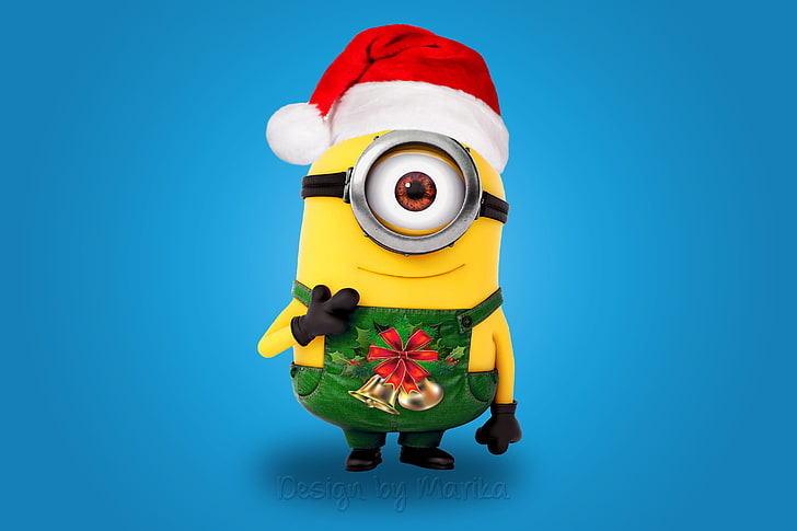 Christmas Minions Character, clothing, design by marika, isolated, copy space Free HD Wallpaper