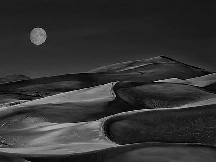 cool, desert, moon, nature Free HD Wallpaper