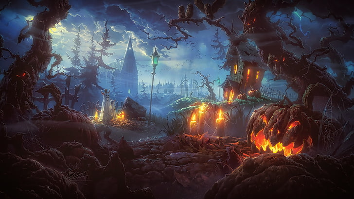 Creepy Scary Halloween, land, heat  temperature, photoshop, plant Free HD Wallpaper