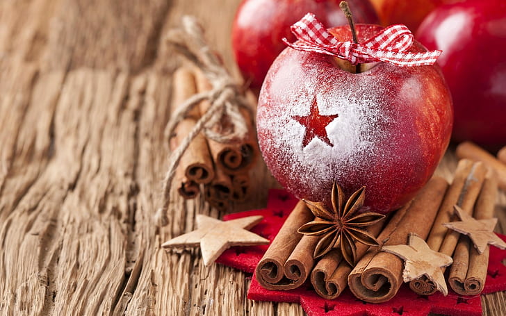 Cute Christmas, star, bow, anise, ribbon Free HD Wallpaper