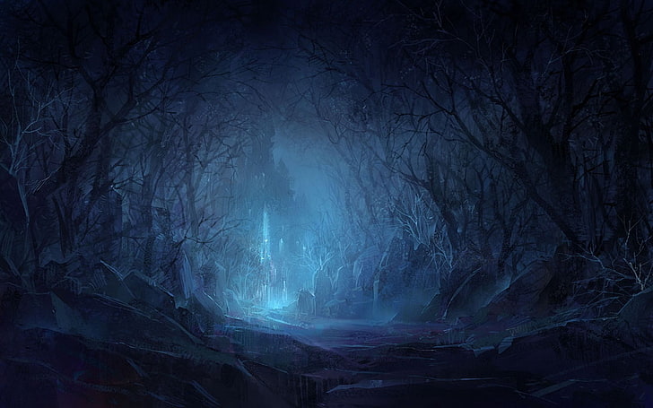 Dark Gothic Art Landscapes, outdoors, halloween, glowing, snow Free HD Wallpaper