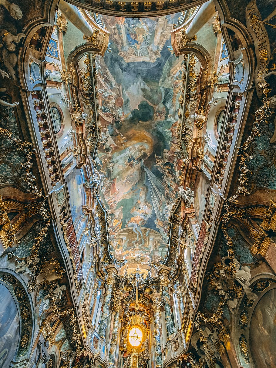 Famous Church Ceiling Painting, the past, intricate, carving, fresco Free HD Wallpaper