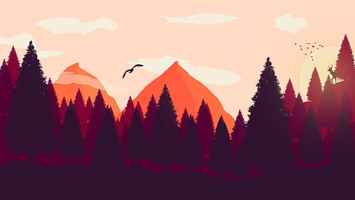 Firewatch 3840X1080, vertebrate, forest, animal themes, sunset Free HD Wallpaper