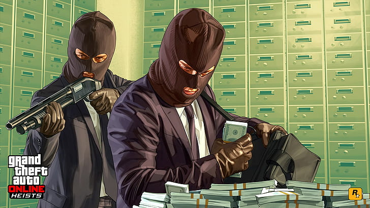 Grand Theft Auto V Heist, people, auto, danger, burglary Free HD Wallpaper