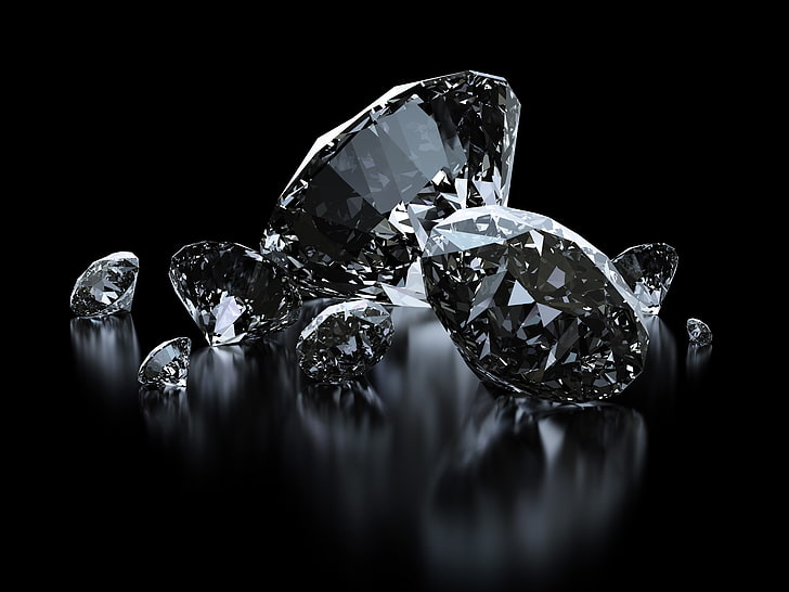 group of objects, diamond  gemstone, solid, dark