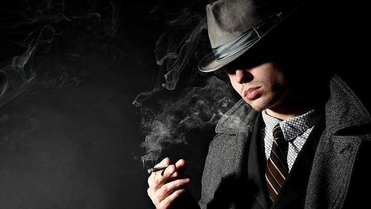 Man in Suit Smoking, clothing, studio shot, smoking  activity, cigarette