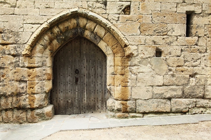 Medieval Castle Gate Door, security, no people, wall, built structure Free HD Wallpaper