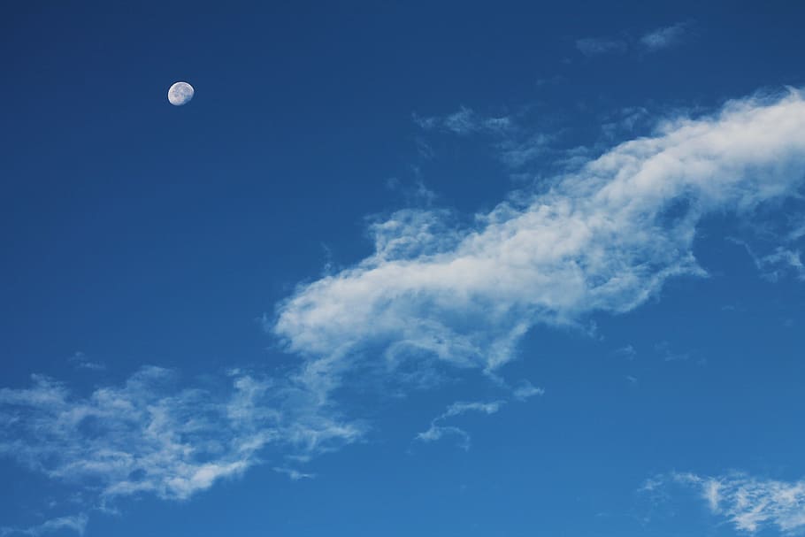 Moon Night Sky Landscape, gibbous, wiccan, peaceful, cloudscape