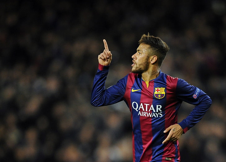 Neymar Jr Messi, sports team, athlete, focus on foreground, front view Free HD Wallpaper