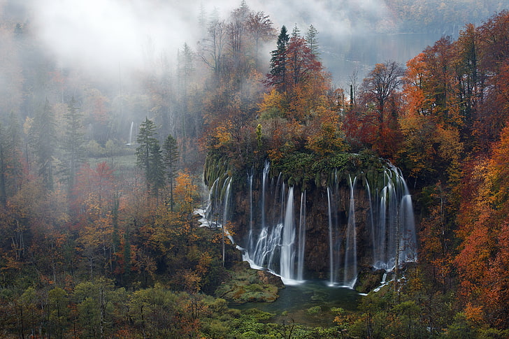 Plitvice Lakes National Park in Croatia Bing, mountain, tranquility, colors, orange color Free HD Wallpaper