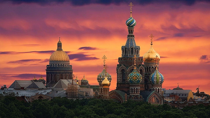 Saint Petersburg Russia, tower, evening, church on the blood, cloud Free HD Wallpaper