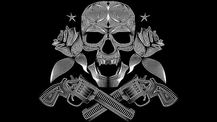 Skull Love, gun, vector, pirates, gangsters Free HD Wallpaper