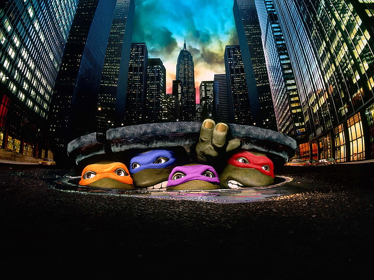 TMNT 2023 Movie, new york city, tall  high, sky, surface level