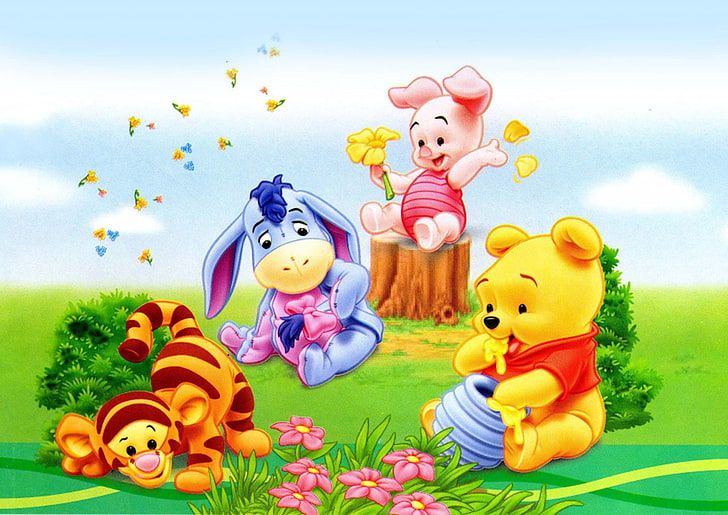 Winnie Pooh Baby Stuff, holiday, flower, sky, mammal Free HD Wallpaper