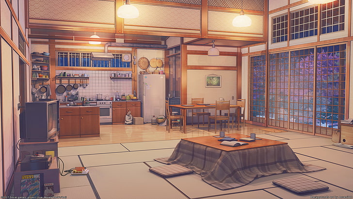 Anime House Drawing, home interior, furniture, indoors, ceiling