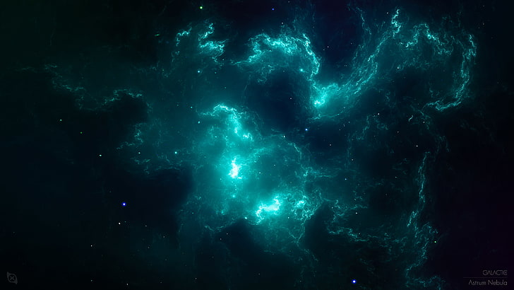 Aqua Galaxy, turquoise, teal, nebula Free HD Wallpaper