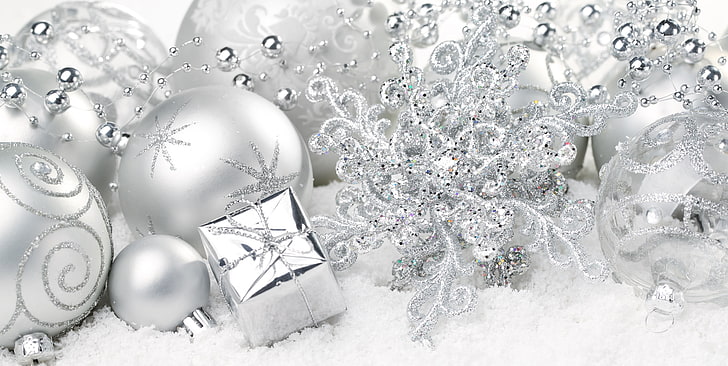 Beautiful White Christmas, decoration, season, new years day, christmas decoration