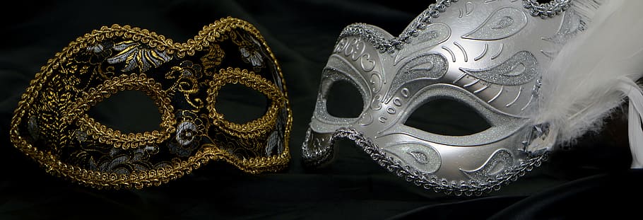 Black and White Masquerade Mask, celebration, mystery, black background, mask  disguise