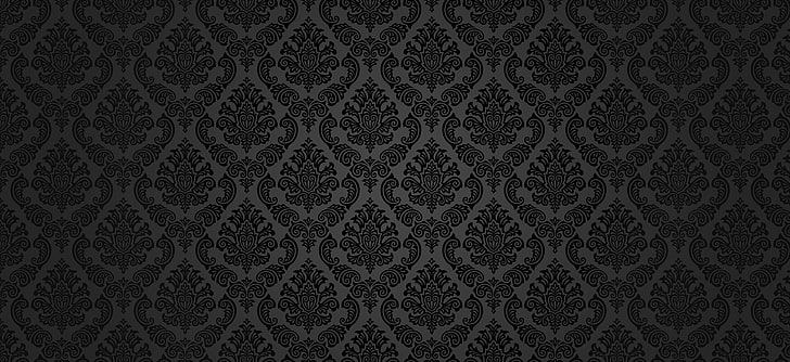 Black Damask, art, retro styled, floral pattern, vintage Free HD Wallpaper