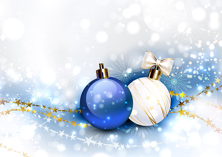 Christmas Ball Wreath, bow, vector, new years eve, new year Free HD Wallpaper