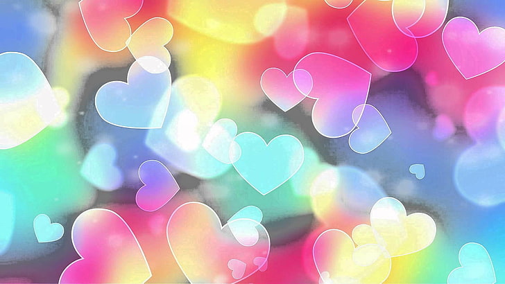 Colorful Heart Drawings, valentine day, valentine, romantic, colorful