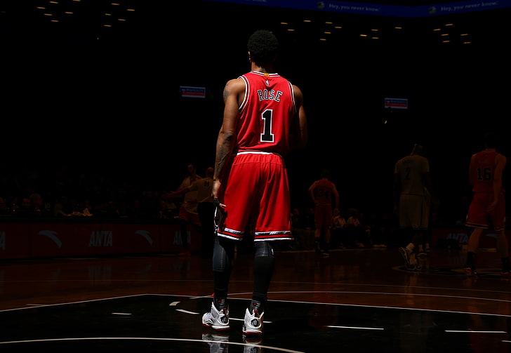 Derrick Rose 11, basketball  ball, red, lifestyles, night Free HD Wallpaper