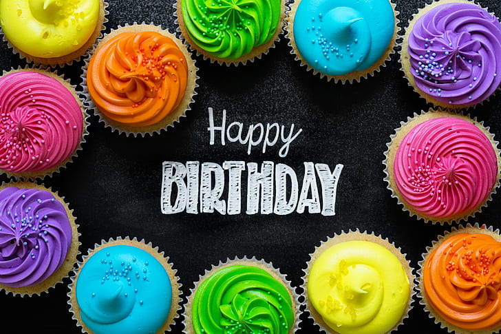Fancy Birthday Cupcakes, decoration, happy birthday, birthday, candle Free HD Wallpaper