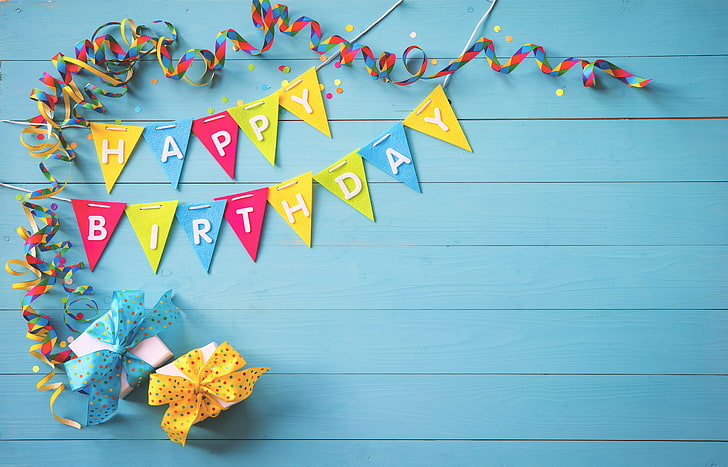 Gift Presents Happy Birthday, festive backgrounds, holiday backgrounds, birthday Free HD Wallpaper