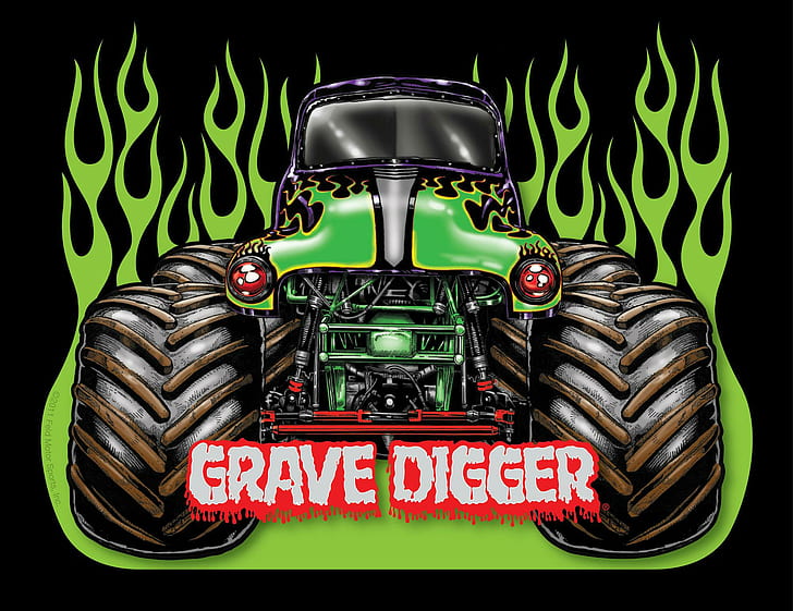 Grave Digger Monster Truck Graphics, digger, racing, race, grave Free HD Wallpaper