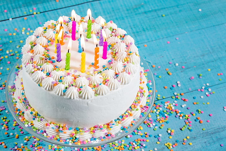 Happy Birthday Cake with Candles, fun, sweet food, red, pink color