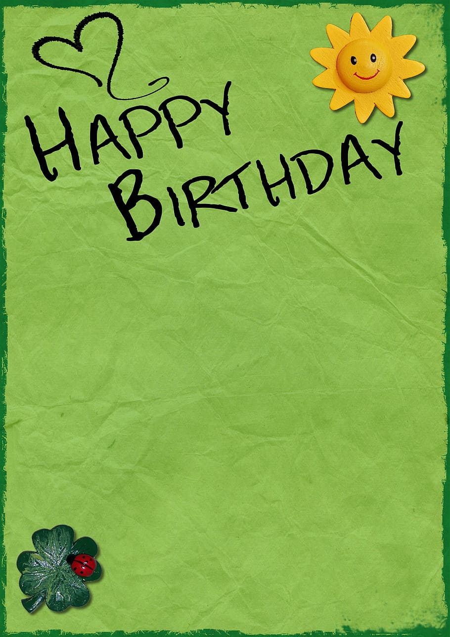 Happy Birthday Sign, green color, yellow, message, still life Free HD Wallpaper