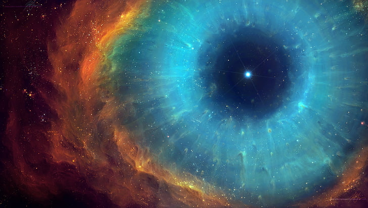 Hubble Eye of God, stars, sky, digital art, night Free HD Wallpaper