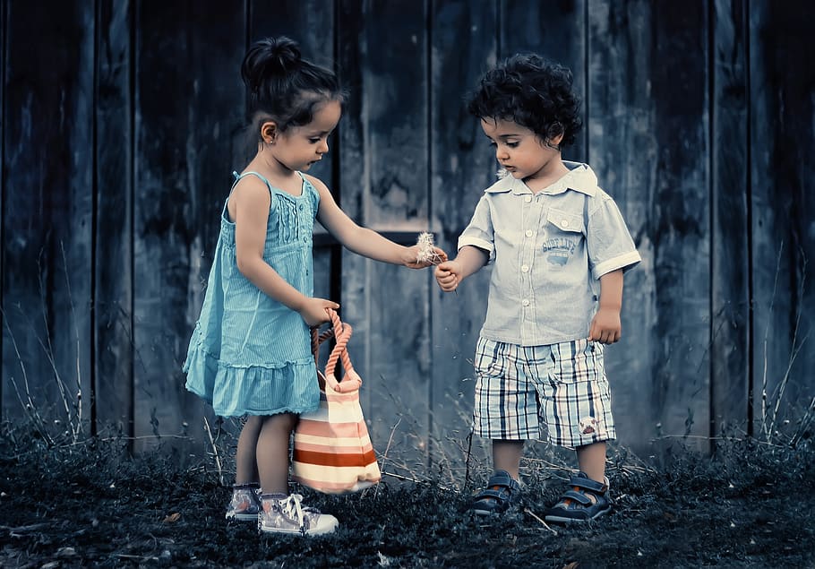 Kids Playing Mud, friends, dress, girls, love