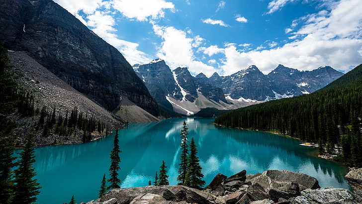 Lake Louise Mountain, water, scenics  nature, summer, forest