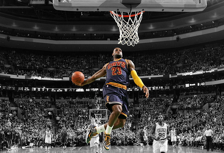 LeBron James 360 Dunk, motion, stadium, sportsman, competition