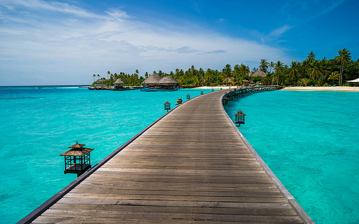 Maldives Tourism, blue water, travel, beautiful, paradise Free HD Wallpaper