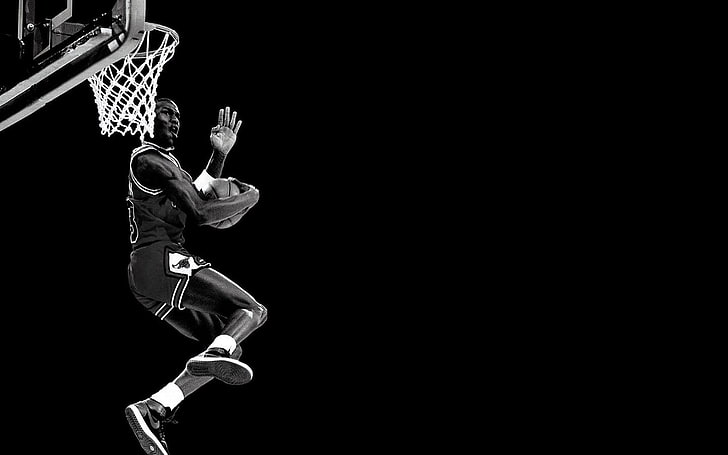 Michael Jordan Air Jordan Dunk, isolated, midair, full length, exercising Free HD Wallpaper