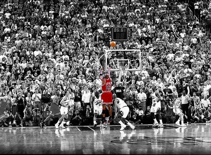 Michael Jordan Shot, playing, women, sport, leisure activity