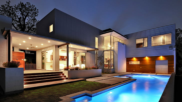 Modern Mansion Pool, interior, mansion, hightech, yard Free HD Wallpaper