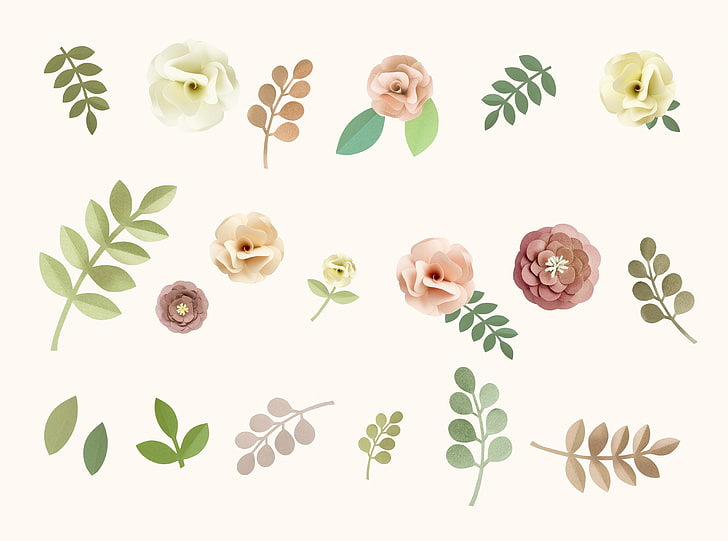 Pastel Beach, herb, decorative, cut out, design Free HD Wallpaper