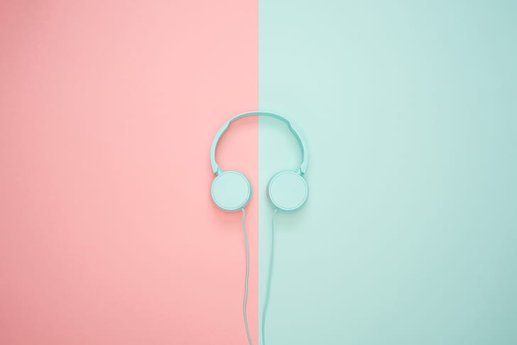 Pastel Pink and Blue Wedding, headphones, pastel, minimalism, pink Free HD Wallpaper