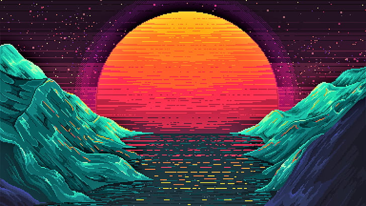 Retro Windows, art, sunset, digital art, illustration Free HD Wallpaper