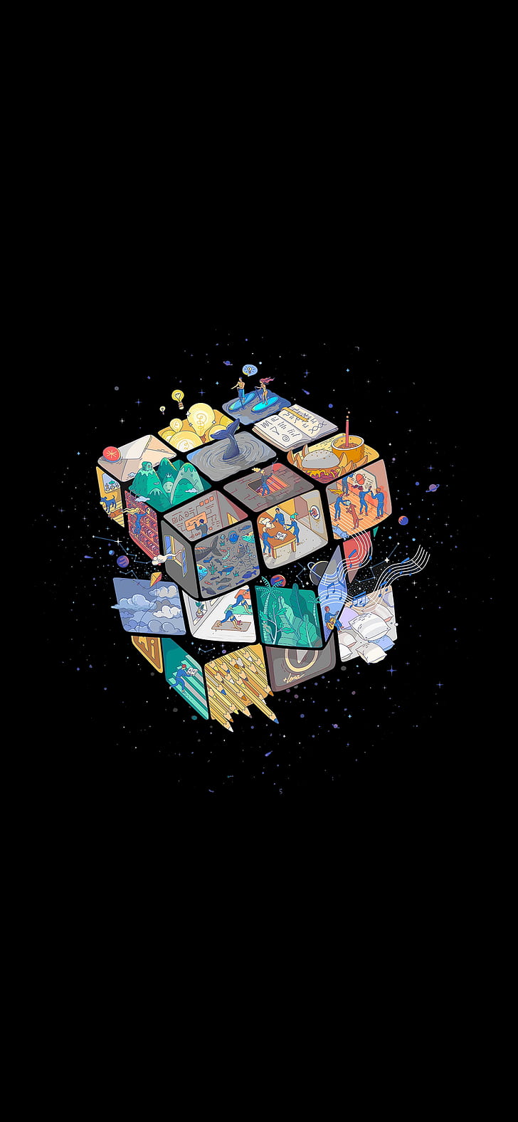 Samsung S22, rubiks cube, amoled, dark Free HD Wallpaper